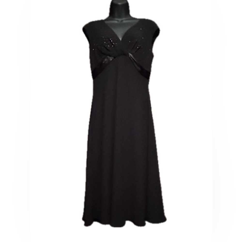 SL Fashions Black Midi Dress with Embellished Bodice